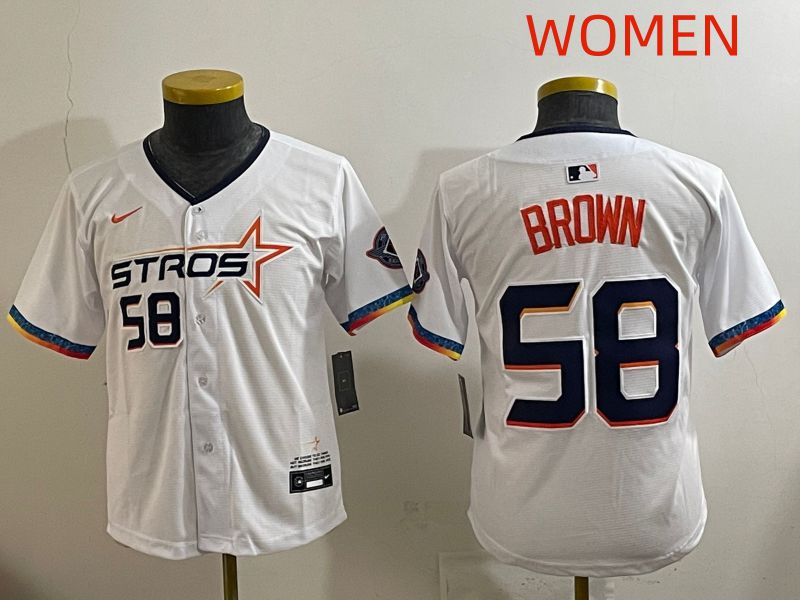 Women Houston Astros #58 Brown White Fourth generation Joint Name 2025 Nike MLB Jersey style 8